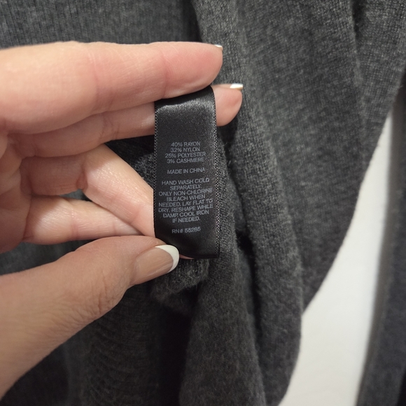 Express Charcoal Gray Waterfall Open Front Cardigan Size Medium Business Casual - Picture 5 of 7